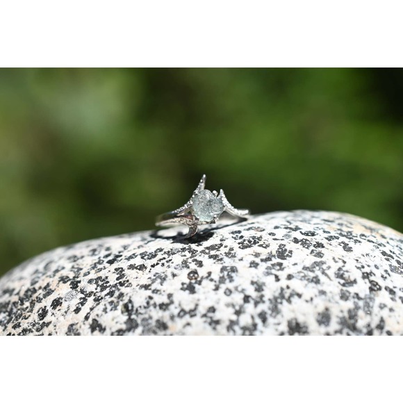 Natural Sapphire Ring, Raw Sapphire Ring, Engagement Ring, Rough Sapphir… - Picture 3 of 4